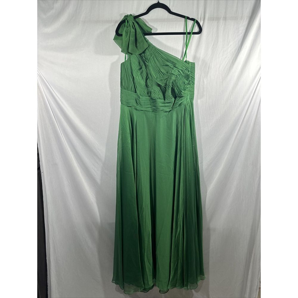 NWD $398 Mac Duggal [ 14 ] Pleated One‎ Shoulder Chiffon Gown Green #G1782 - Picture 8 of 16